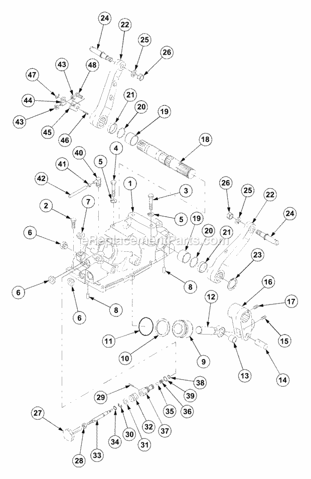 Hydraulic Lift (Part 1) Diagram and Parts List for 7532 54AF44G-710, 54AH44G-710, 54AN44G-710 Cub Cadet Lawn Tractor